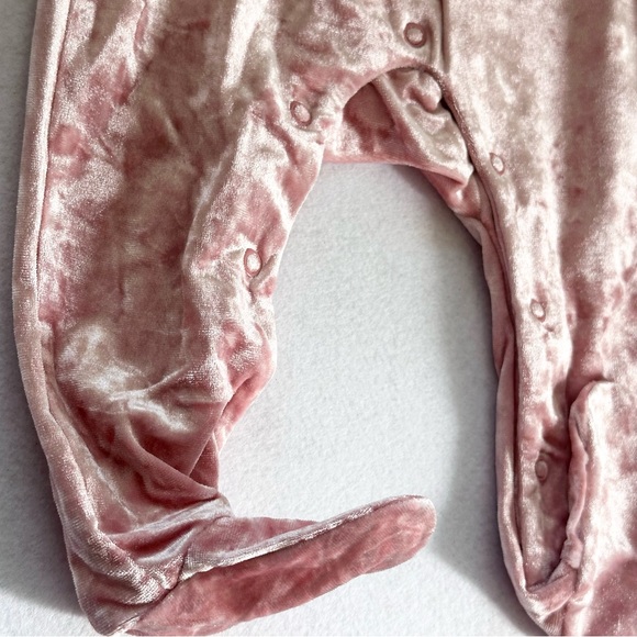 Blush Velvet baby 6 months outfit infant jumpsuit with headpiece baby girl - Picture 8 of 12